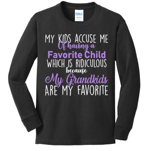 My Grandkids Are My Favorite Funny Grandparents Kids Long Sleeve Shirt