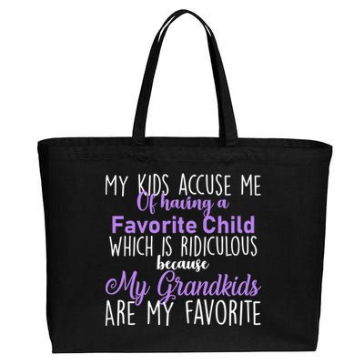 My Grandkids Are My Favorite Funny Grandparents Cotton Canvas Jumbo Tote