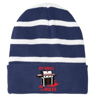 My Grill My Rules Striped Beanie with Solid Band