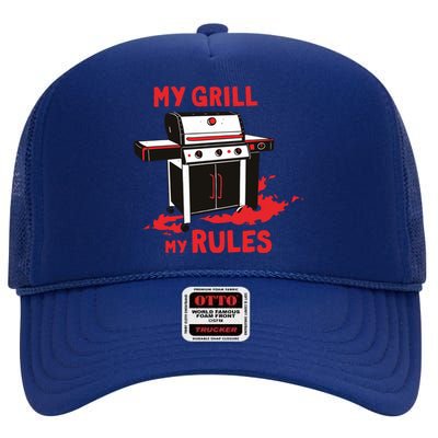 My Grill My Rules High Crown Mesh Back Trucker Hat