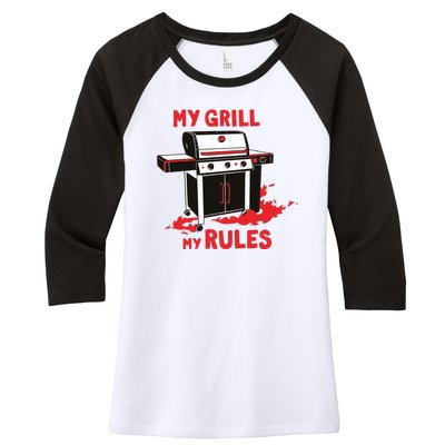 My Grill My Rules Women's Tri-Blend 3/4-Sleeve Raglan Shirt