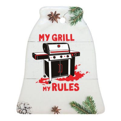 My Grill My Rules Ceramic Bell Ornament