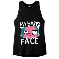 My Happy Cat Face Grumpy Ladies PosiCharge Tri-Blend Wicking Tank