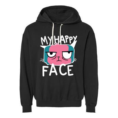 My Happy Cat Face Grumpy Garment-Dyed Fleece Hoodie
