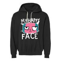 My Happy Cat Face Grumpy Garment-Dyed Fleece Hoodie