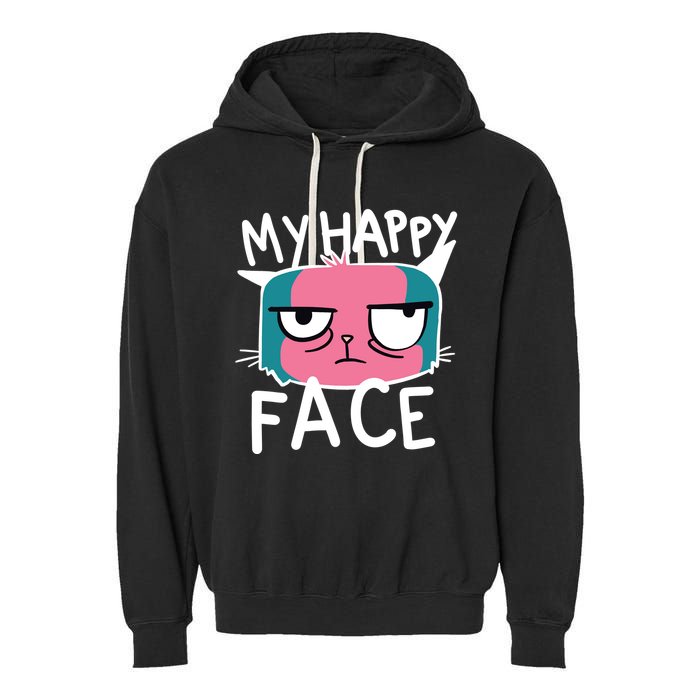 My Happy Cat Face Grumpy Garment-Dyed Fleece Hoodie