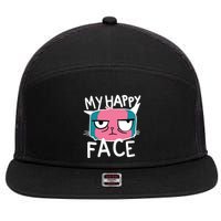 My Happy Cat Face Grumpy 7 Panel Mesh Trucker Snapback Hat
