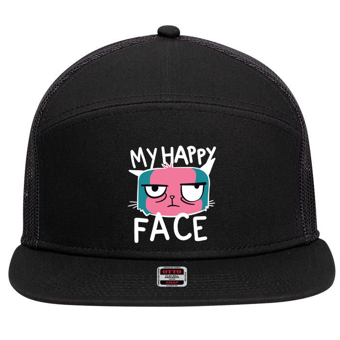 My Happy Cat Face Grumpy 7 Panel Mesh Trucker Snapback Hat