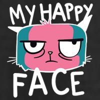 My Happy Cat Face Grumpy 7 Panel Mesh Trucker Snapback Hat
