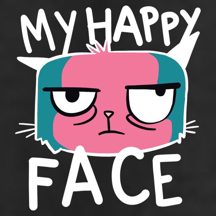 My Happy Cat Face Grumpy 7 Panel Mesh Trucker Snapback Hat