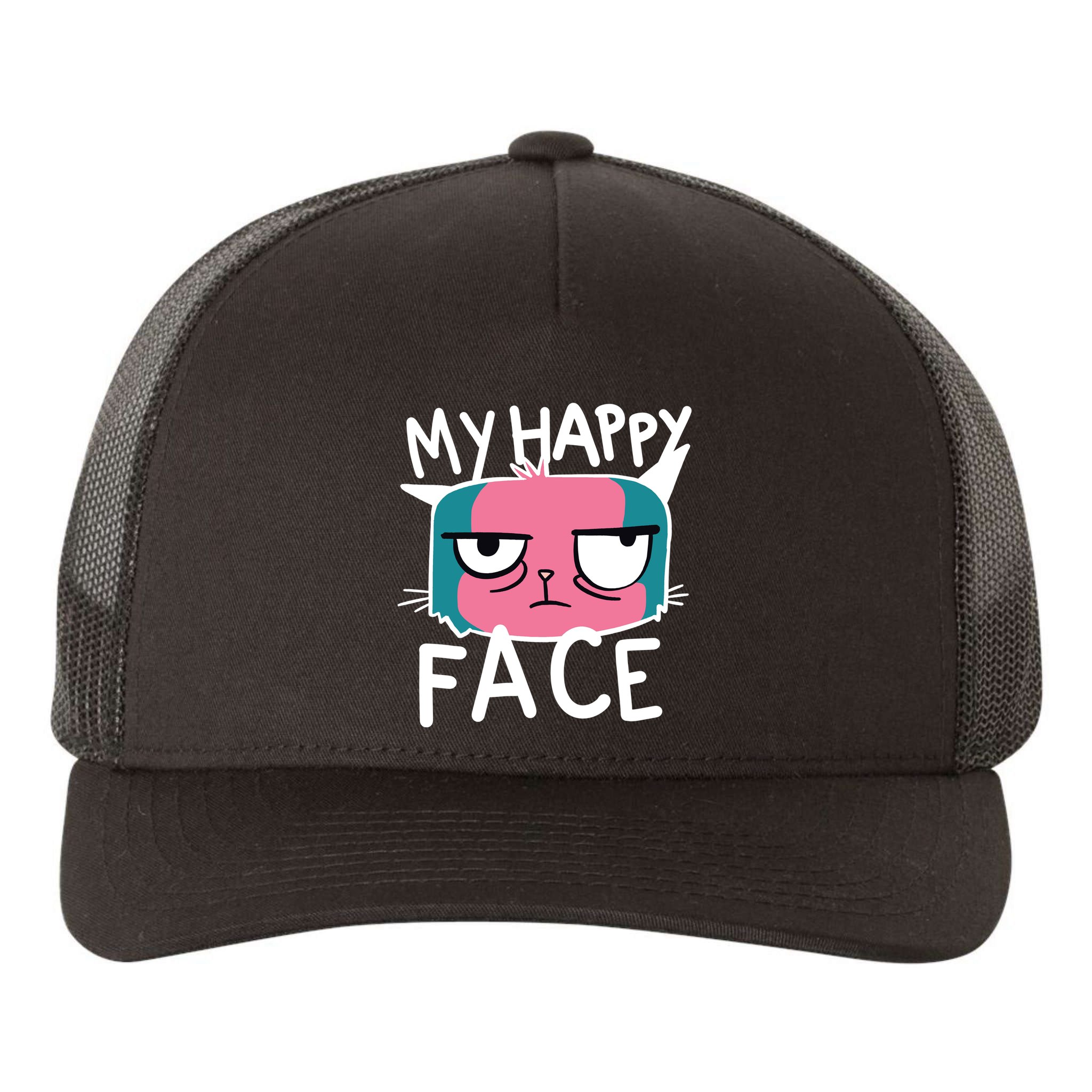 My Happy Cat Face Grumpy Yupoong Adult 5-Panel Trucker Hat