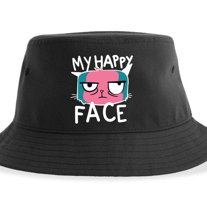 My Happy Cat Face Grumpy Sustainable Bucket Hat