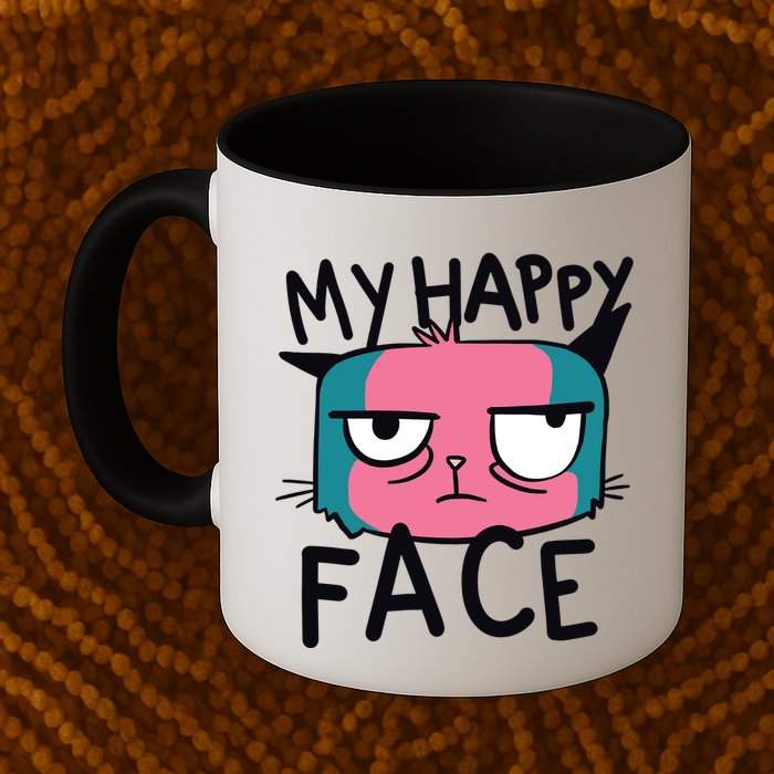My Happy Cat Face Grumpy Coffee Mug