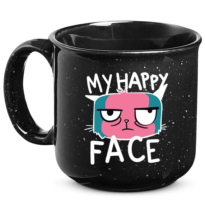 My Happy Cat Face Grumpy 15oz Campfire Ceramic Mug