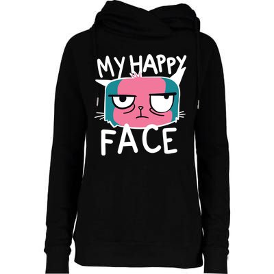 My Happy Cat Face Grumpy Womens Funnel Neck Pullover Hood