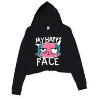 My Happy Cat Face Grumpy Crop Fleece Hoodie