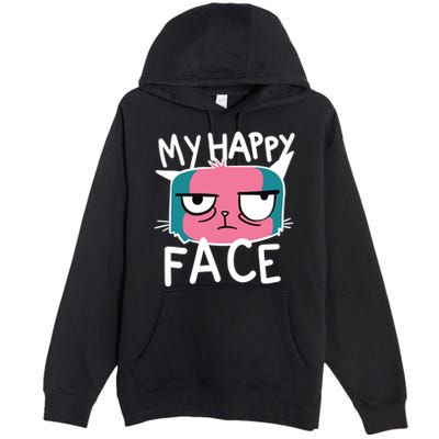 My Happy Cat Face Grumpy Premium Pullover Hoodie