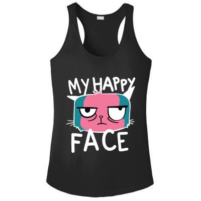My Happy Cat Face Grumpy Ladies PosiCharge Competitor Racerback Tank