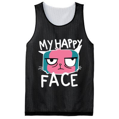 My Happy Cat Face Grumpy Mesh Reversible Basketball Jersey Tank