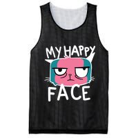 My Happy Cat Face Grumpy Mesh Reversible Basketball Jersey Tank
