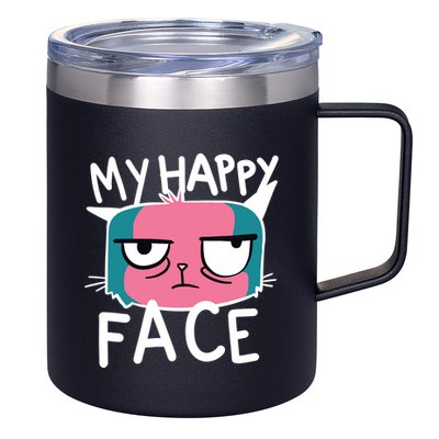 My Happy Cat Face Grumpy 12oz Stainless Steel Coffee Mug