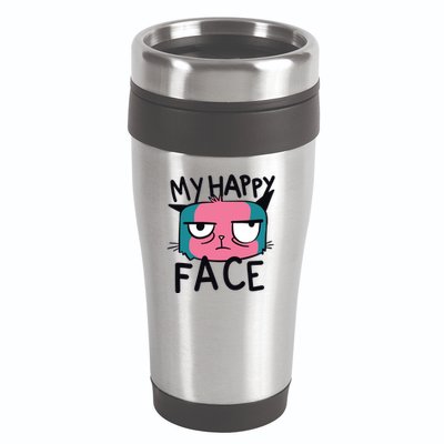 My Happy Cat Face Grumpy 16oz Travel Tumbler