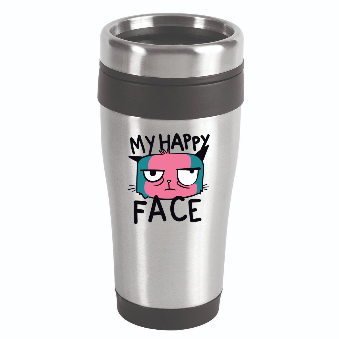 My Happy Cat Face Grumpy 16oz Travel Tumbler