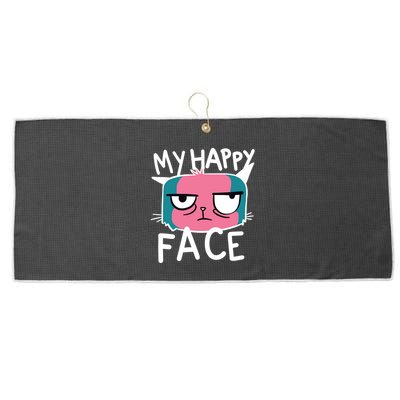 My Happy Cat Face Grumpy Large Microfiber Waffle Golf Towel