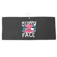My Happy Cat Face Grumpy Large Microfiber Waffle Golf Towel