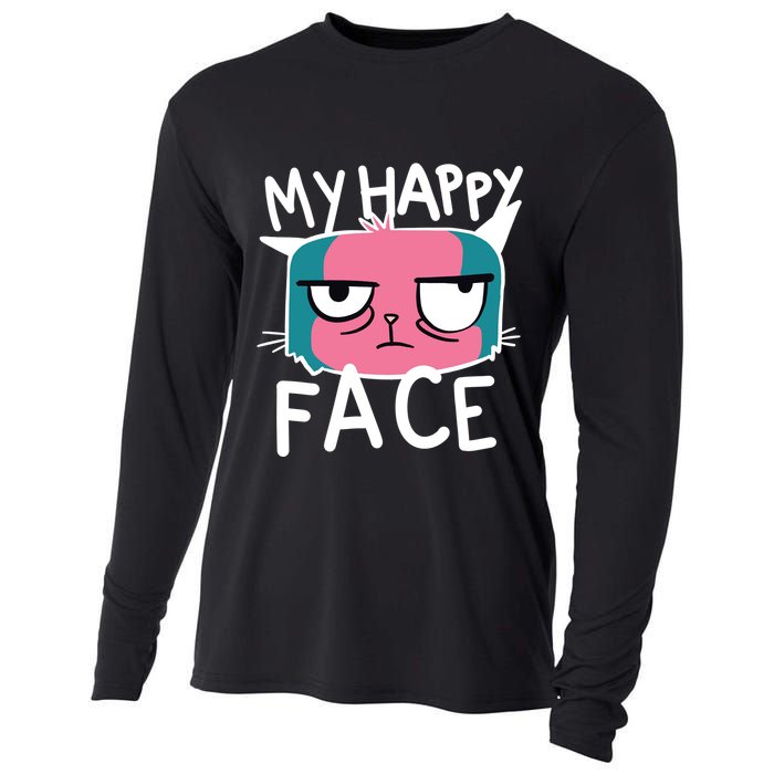 My Happy Cat Face Grumpy Cooling Performance Long Sleeve Crew