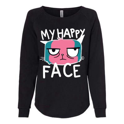 My Happy Cat Face Grumpy Womens California Wash Sweatshirt