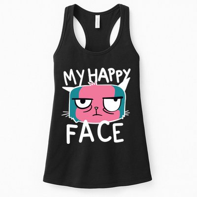 My Happy Cat Face Grumpy Womens Tank Top