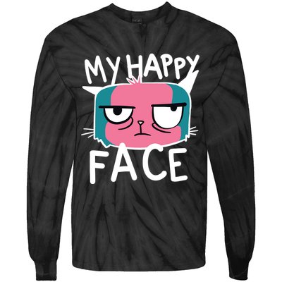 My Happy Cat Face Grumpy Tie-Dye Long Sleeve Shirt