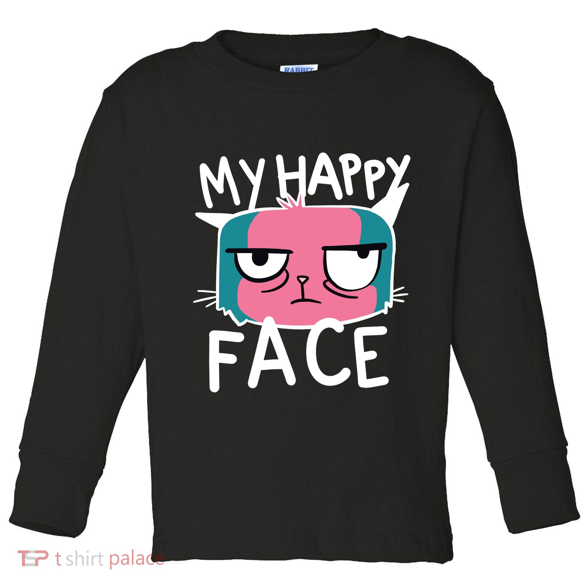 My Happy Cat Face Grumpy Toddler Long Sleeve Shirt