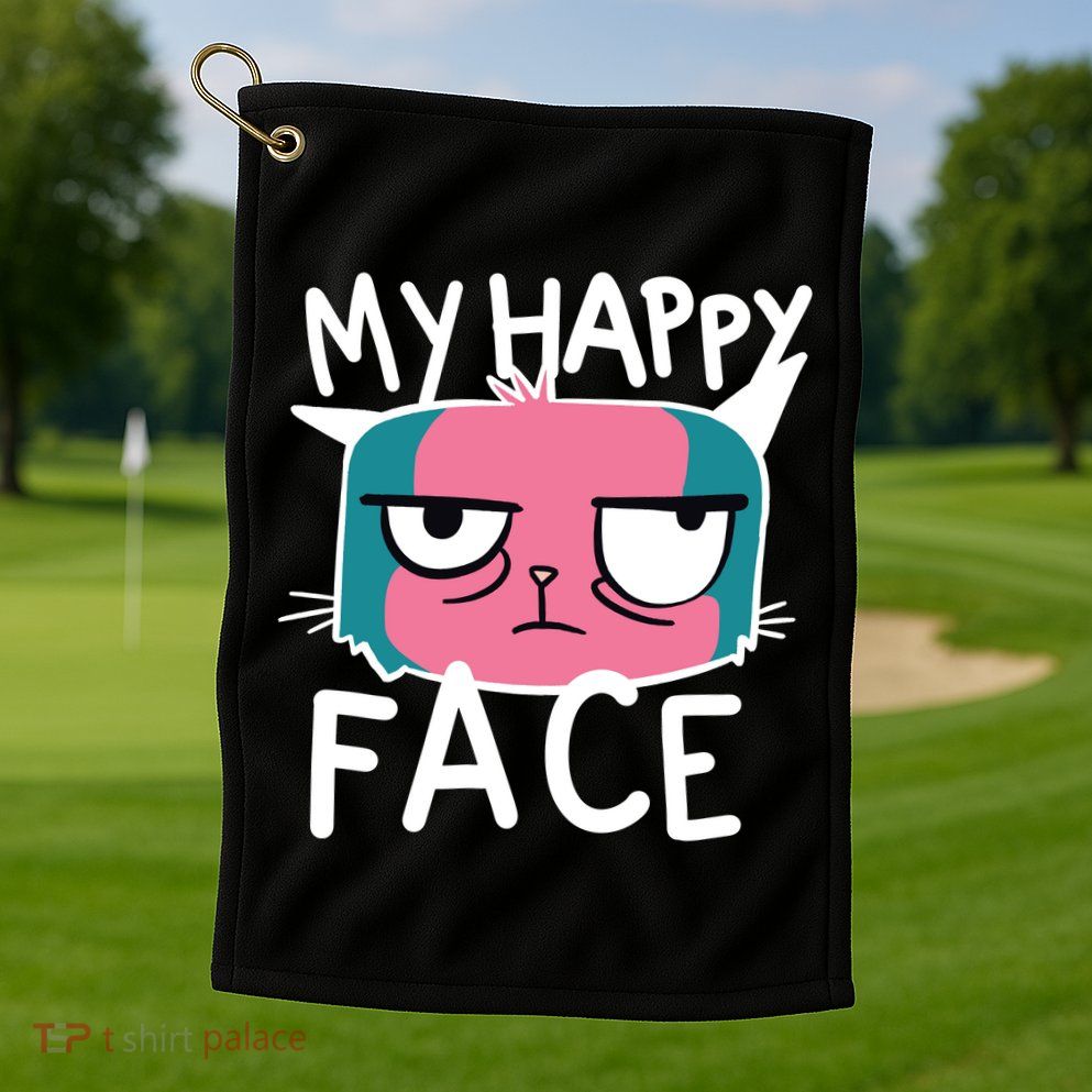My Happy Cat Face Grumpy Golf Towel