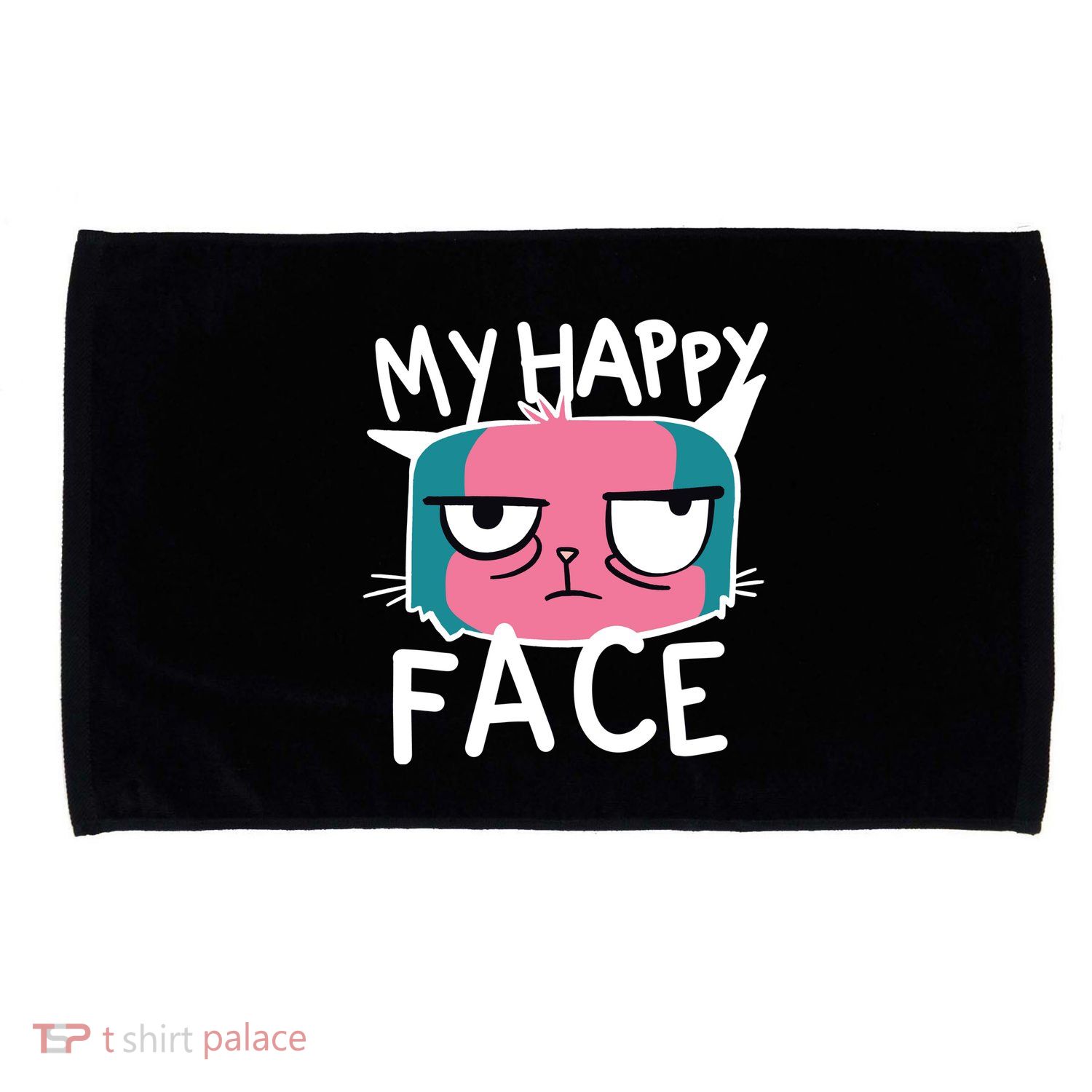 My Happy Cat Face Grumpy Microfiber Hand Towel