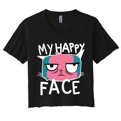 My Happy Cat Face Grumpy Crop Top