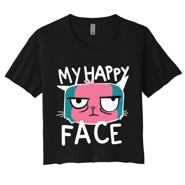 My Happy Cat Face Grumpy Crop Top