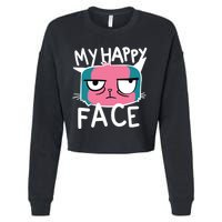 My Happy Cat Face Grumpy Cropped Pullover Crew