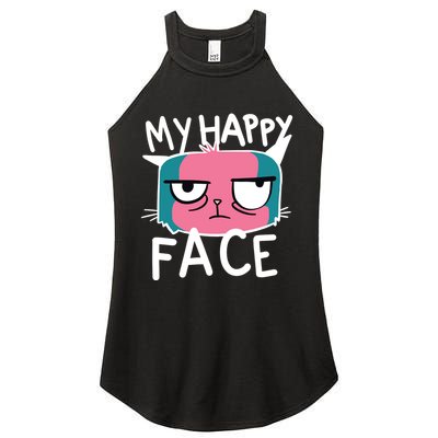 My Happy Cat Face Grumpy Women's Perfect Tri Rocker Tank