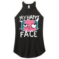 My Happy Cat Face Grumpy Women's Perfect Tri Rocker Tank