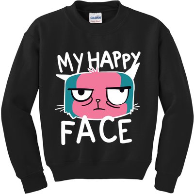 My Happy Cat Face Grumpy Kids Sweatshirt
