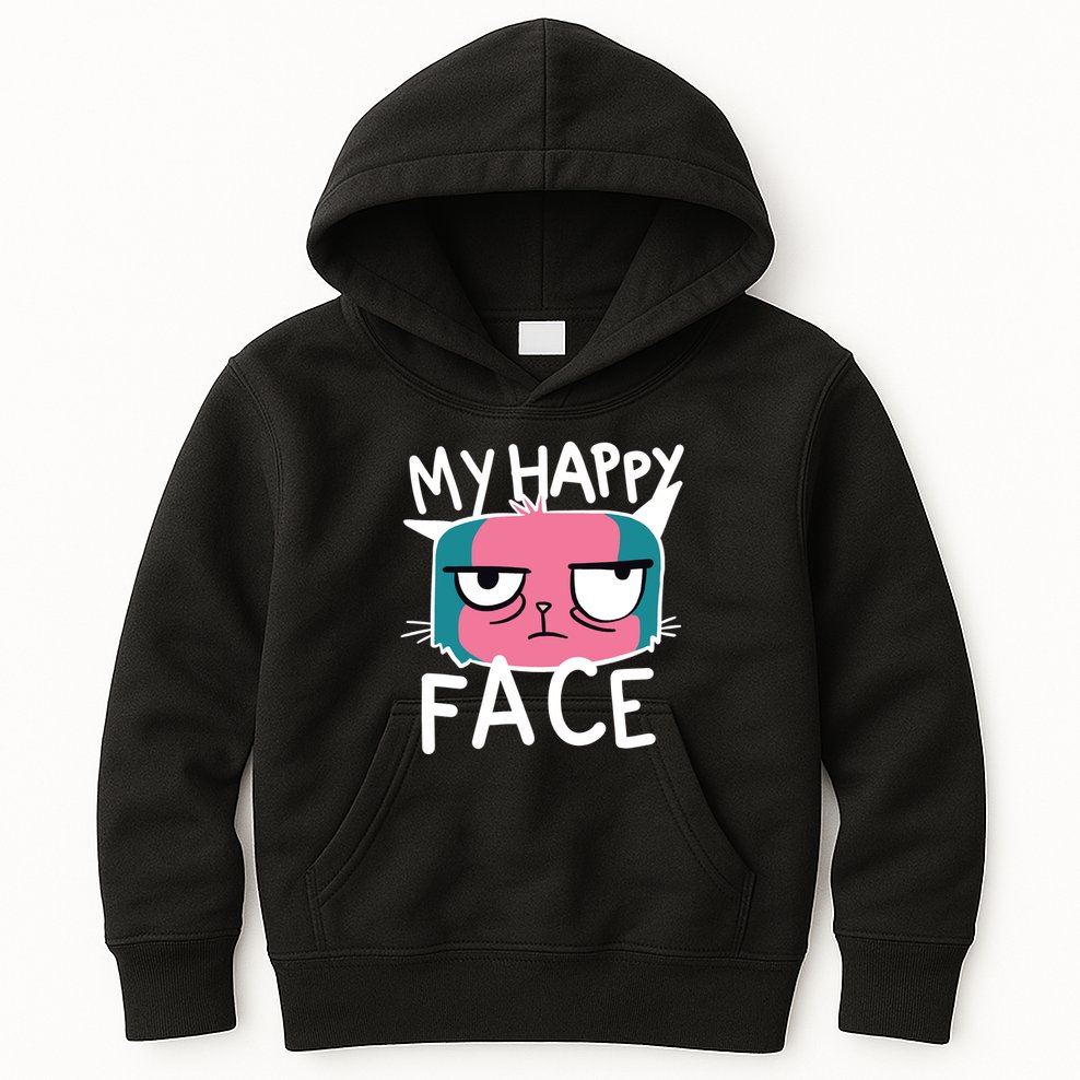 My Happy Cat Face Grumpy Kids Hoodie