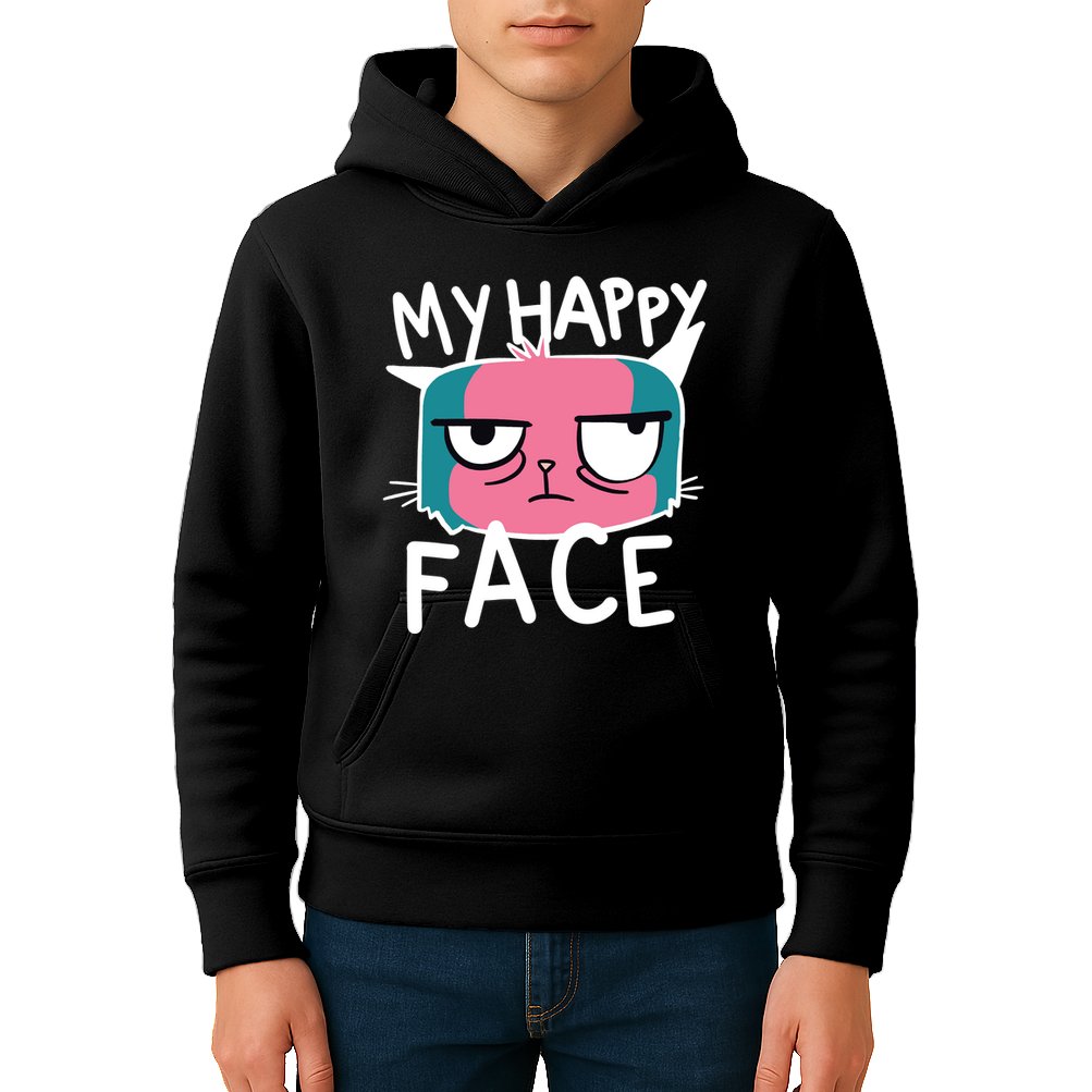 My Happy Cat Face Grumpy Kids Hoodie