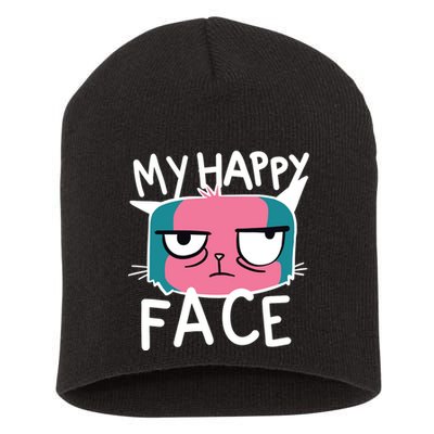 My Happy Cat Face Grumpy Short Acrylic Beanie
