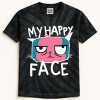 My Happy Cat Face Grumpy Kids Tie-Dye T-Shirt