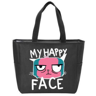 My Happy Cat Face Grumpy Zip Tote Bag