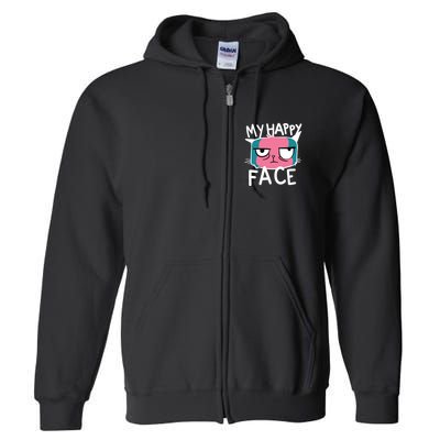 My Happy Cat Face Grumpy Full Zip Hoodie