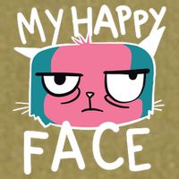 My Happy Cat Face Grumpy Garment-Dyed Women's Muscle Tee