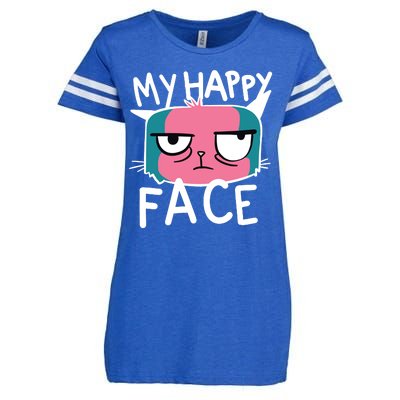 My Happy Cat Face Grumpy Enza Ladies Jersey Football T-Shirt